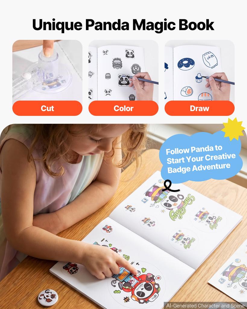 VEVOR Button Maker Machine, Multiple Sizes 1+2.25 Inch Badge Punch Press Kit, Children DIY Gifts Pin Maker