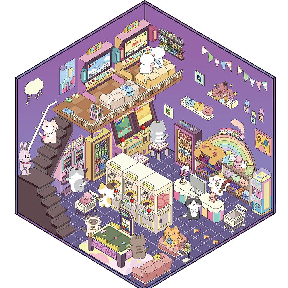 Мультфильм Еда Уличный Пейзаж Наклейка Сцена из Хижины DIY Игрушка Игра Наклейка Фестиваль Подарок На День Рождения для Детей Девочек и Детей