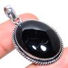 Natural Black Onyx Gemstone Handmade 925 Sterling Silver Pendant 1.81" m5P88