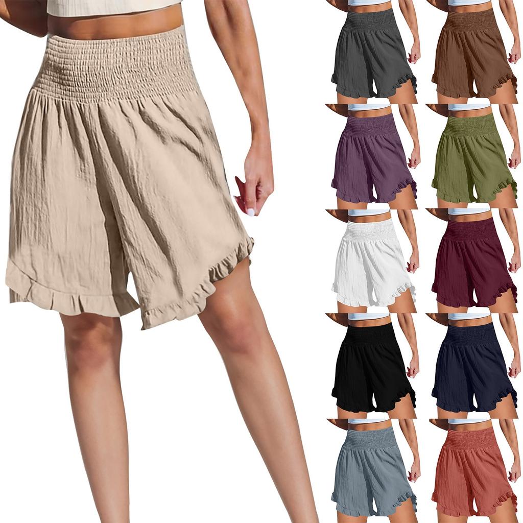 Женские однотонные тонкие повседневные брюки с эластичной резинкой на талии, свободные брюки, шорты