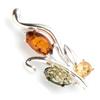 [P3330] - Silver Brooch 'Inspiration' Amber 3 Tones (rhodium-plated) - 34x14 Mm