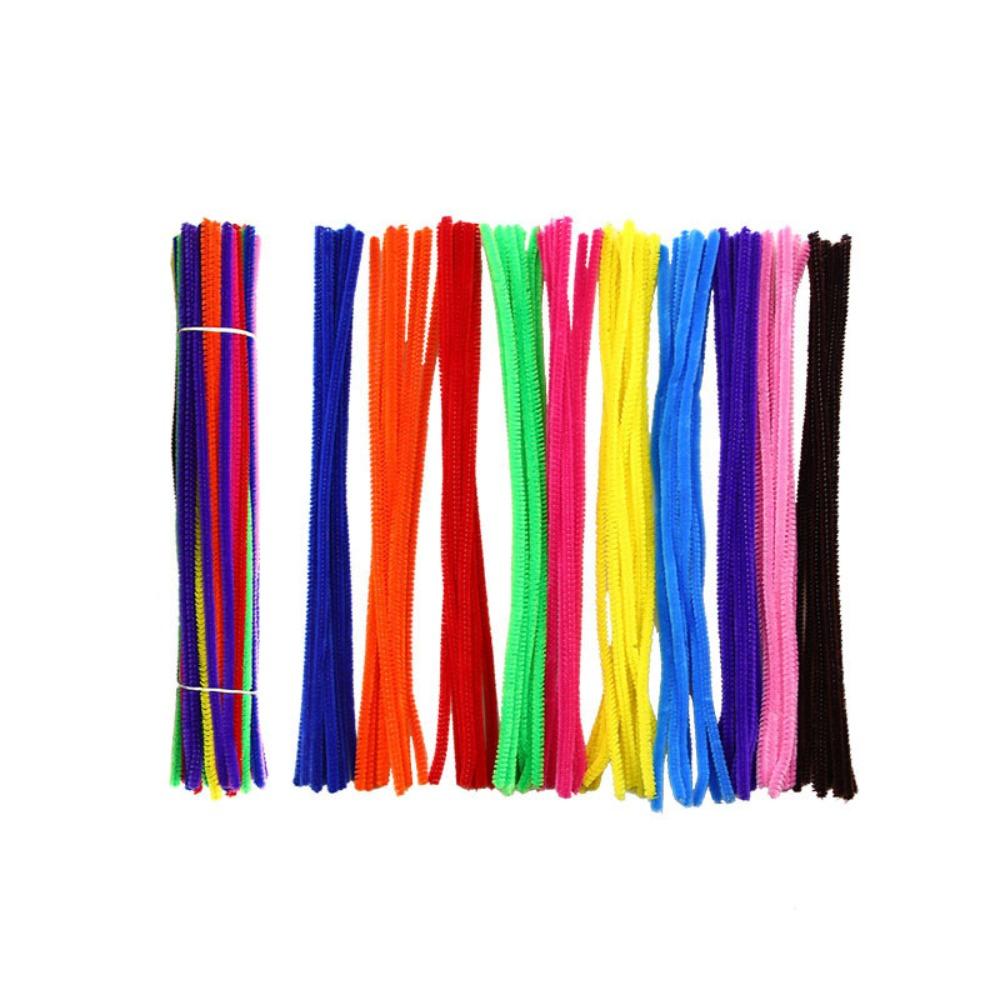 100pcs Educational Toys DIY Strips Twist Bar Chenille Stems Plush Wired Twist Sticks  Handcraft