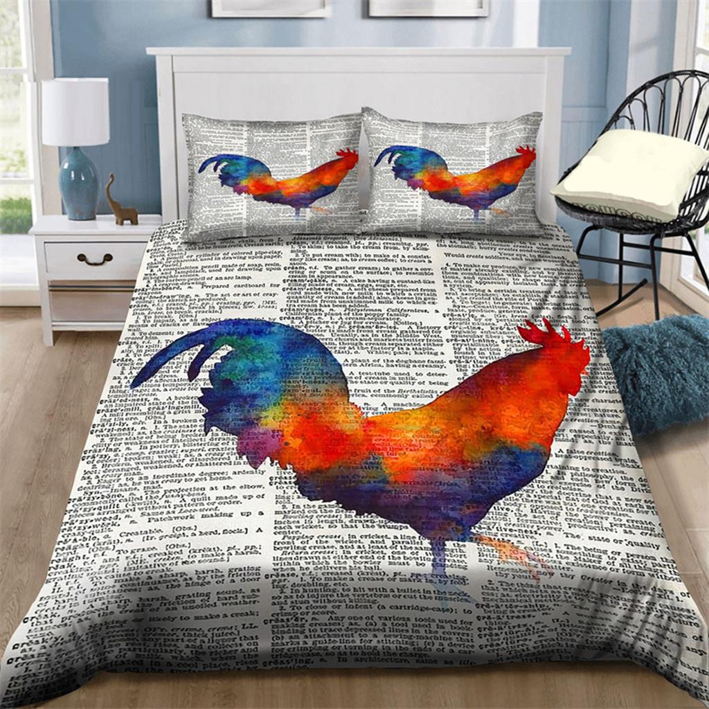 Farm 3D Chicken Duvet Cover Rooster Goose Duck for Kid Teen Women Men Gifts Farmhouse Animals for Bedroom Decorations Queen King