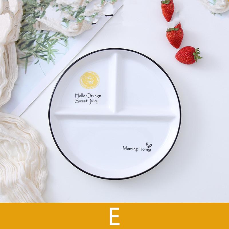 Скандинавская круглая тарелка-перегородка на одного человека, керамическая тарелка для фруктов, дим-самов, детская обеденная тарелка, тарелка с 3 секциями, тарелки для завтрака, фаст-фуда