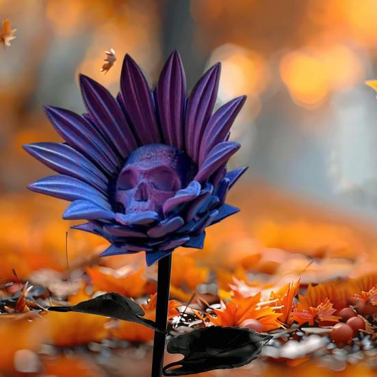 Запретный Подсолнух Скульптура Готический Череп Цветок Декор 3D Печать Зловещее Искусство Хэллоуин Украшение для Ужас Домашняя Вечеринка Декор