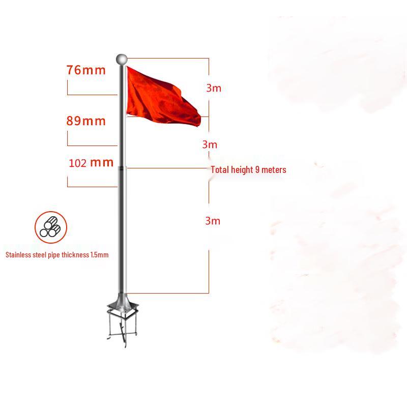 9m Outdoor Stainless Steel Hoisting Flagpole