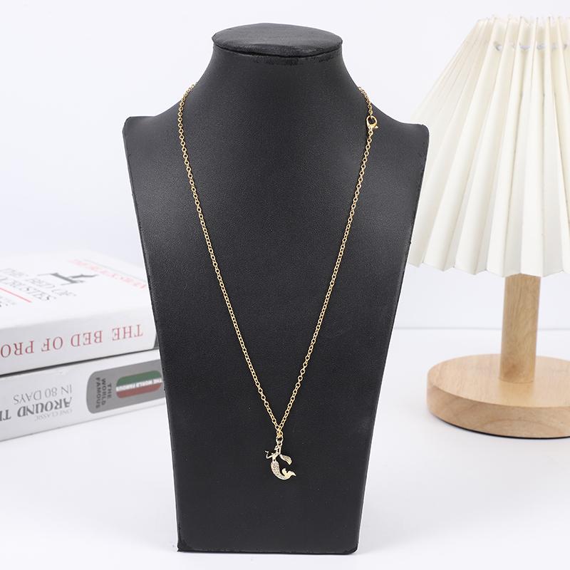 Модное и персонализированное женское колье-подвеска с инкрустацией цирконием, подвеска в виде животного, ожерелье-русалка