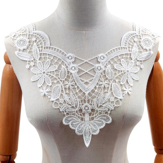 Yousheng Embroidered Lace Collar Hollow Out Lace Fabric Trim Applique Neckline Women Lace Collar Applique for DIY Sewing Supplies Wedding Dress