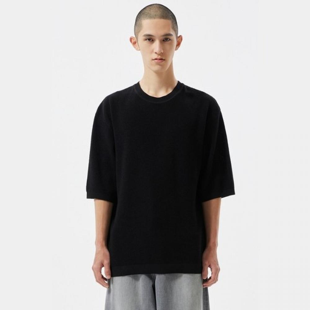 Customellow Black Soft Half Round Neck Sweater Cwwam25421bkx