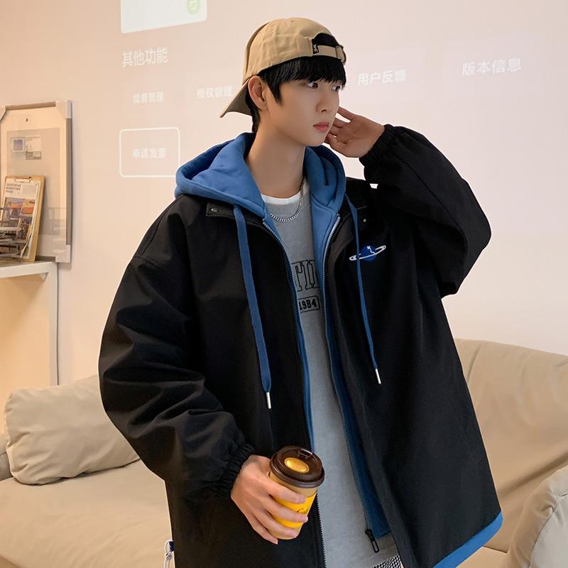 Поддельная мужская куртка из двух частей, весна и осень, свободная, красивая, студенческая, ветрозащитная, верхняя, зимняя куртка