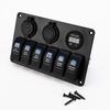 DC 12 V/24 V Car Marine Boat 6-Gang Waterproof Circuit Blue LED Rocker Switch Panel Breaker USB Charger Switches  Relays