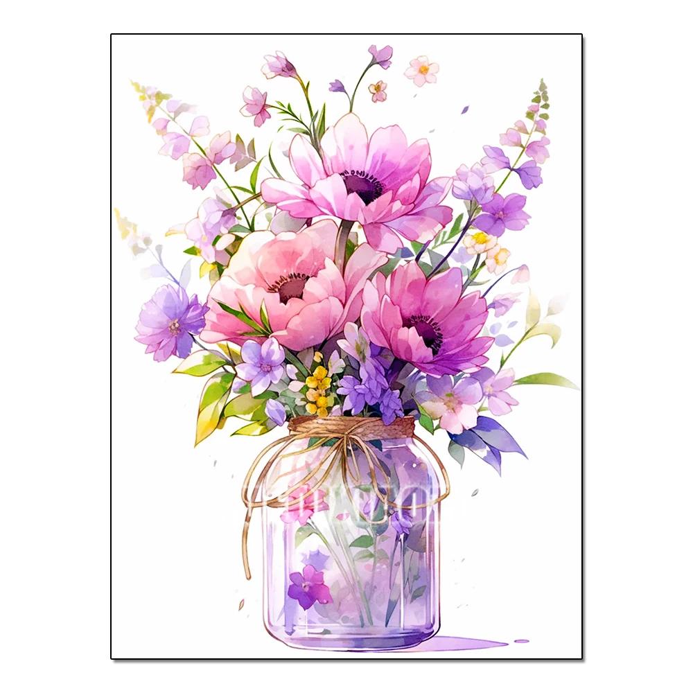 Полная серия цветов Алмазная живопись Тюльпан Маргаритка Алмазная мозаика Вышивка Искусство Акварельная картина Ручная работа Домашнее украшение Сделай сам