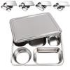 304 Stainless Steel Divided Dinner Tray Lunch Container Food Plate for School Canteen 3/5/4 Section Divided Bento Tray Tableware