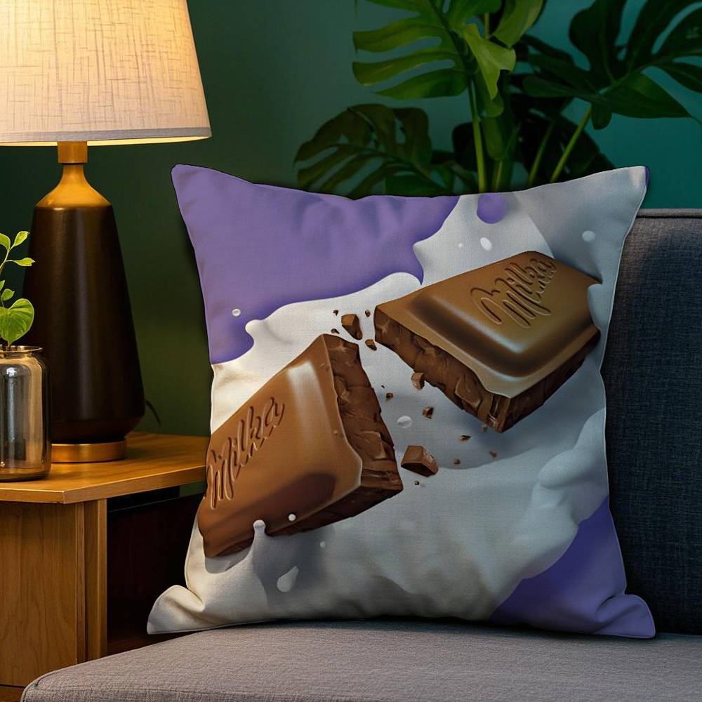 Смешная фиолетовая наволочка Milka, плюшевая ткань, мягкая, с двусторонним принтом, чехол на диванную подушку, наволочки для декоративных подушек