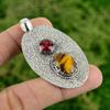 Daughters Day Sale Sterling Silver Tiger's Eye Stone Rubellite Pendant Jewelry