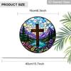 2D Flat Cross Stained Glass Suncatcher, 6.3/7.87 InchChristianStained Glass Suncatche Window Hanging Faith Cross and Mountain Valley Stained Glass