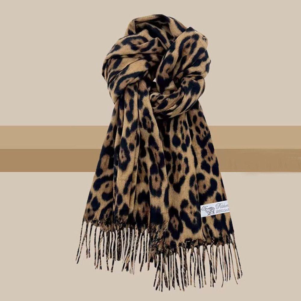Windproof Tassels Shawl Leopard Lady Scarves Wraps Fashion Winter Warm Scarf for Women Man