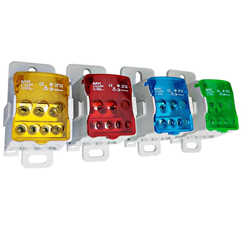 1 шт. Клеммная колодка UKK80A Din Rail 1 в много выходов распределительная коробка универсальный электрический проводной соединитель красный желтый синий зеленый