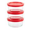 Set of 3 Round Glass Food Storage Containers Airtight Lids Heat Resistant Dishwasher Safe Meal Prep Snack Storage