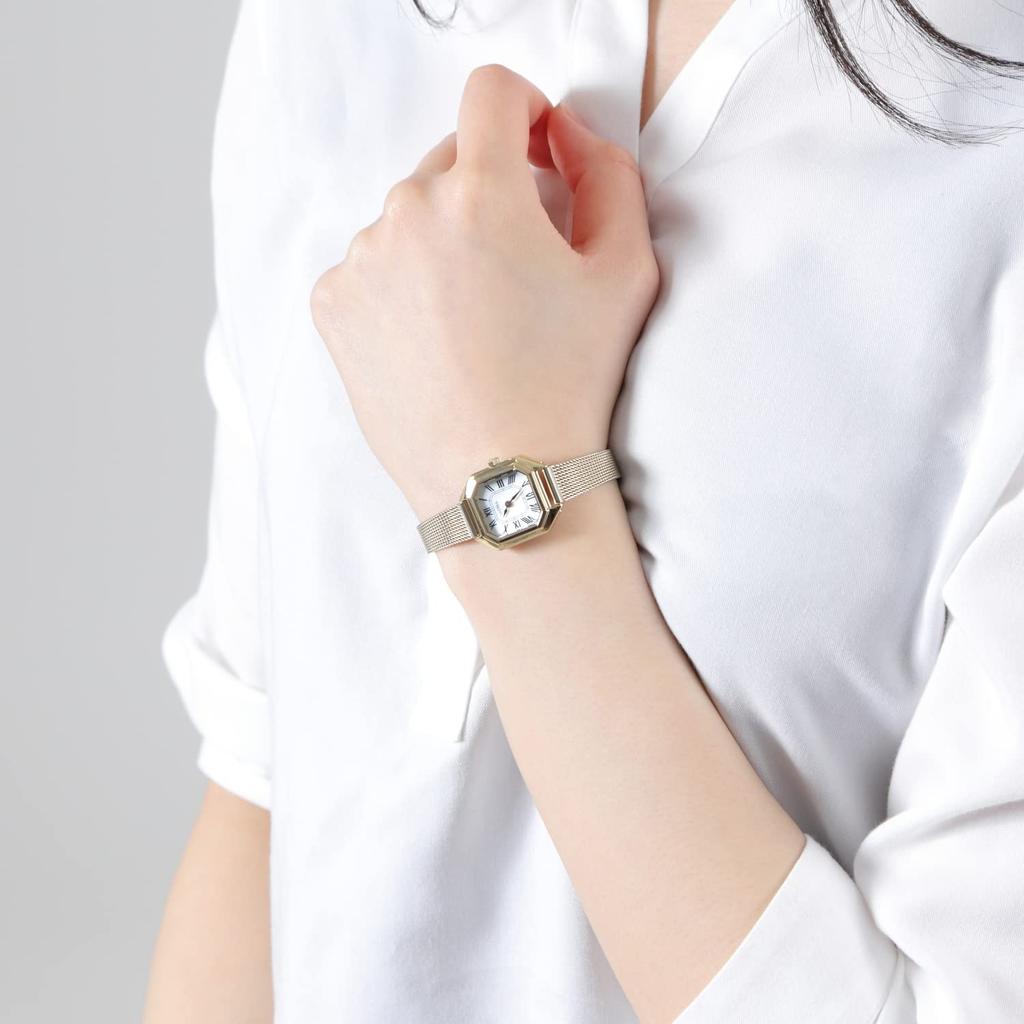 Solar Watch Ladies Made In Japan LeClair Mesh [LCREA] (CARRE/Gold, Band/LC2004-GPMGP)