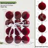 Hand-Painted Wine Red Christmas Ornament - Flocked Hanging Ball for Trees, Hotels, Malls, and Window Displays