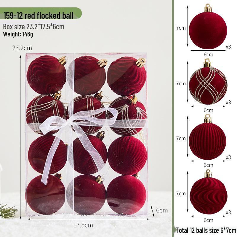 Hand-Painted Wine Red Christmas Ornament - Flocked Hanging Ball for Trees, Hotels, Malls, and Window Displays