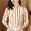 Женская шелковая рубашка с длинным рукавом в ретро-полоску - Летний дизайн