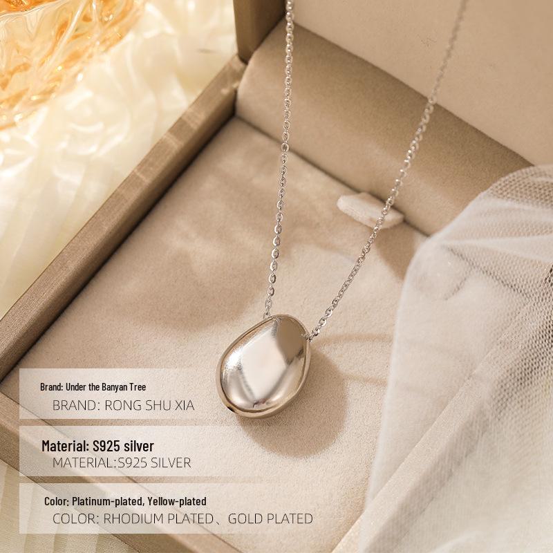 Серебряное ожерелье в форме голубиного яйца Banyan Tree: Элегантная подвеска в виде капли воды для женщин