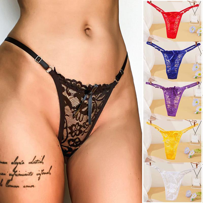 Adjustable Lace Thongs Panties Women's Sexy Lace Underwear Ultra-thin Seamless Thong Underpants Lingerie