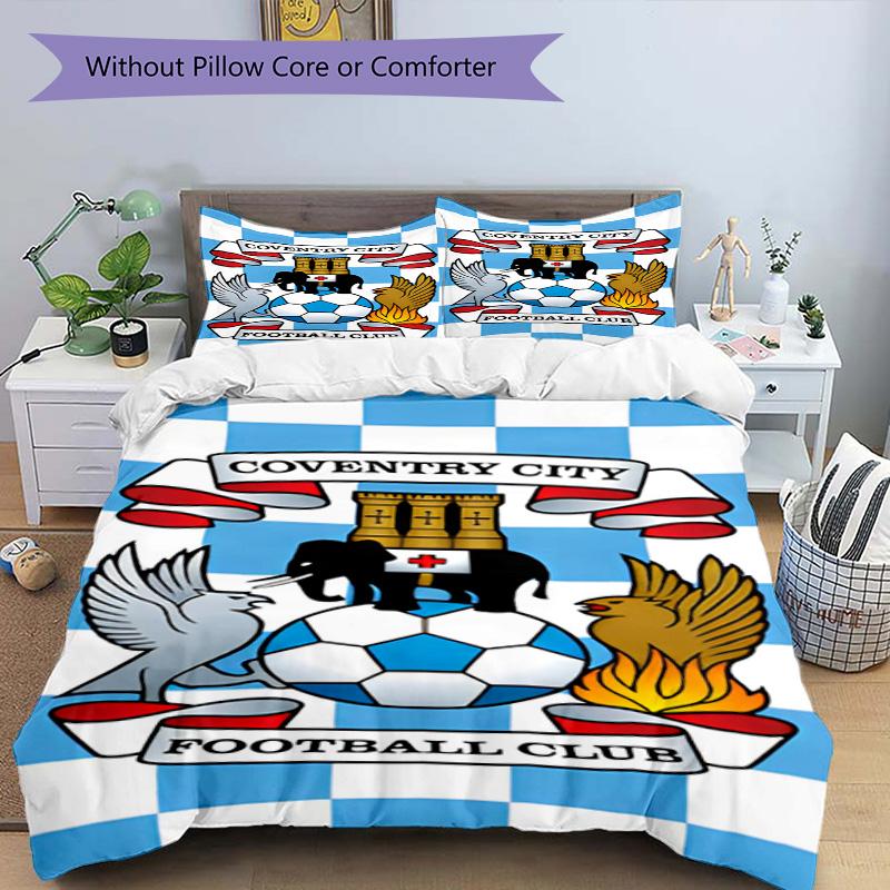 Coven-try Football Club Crest Printed Pattern Duvet Cover Set – includes 1 duvet cover and 2 matching pillowcases Bedroom decor Christmas gifts