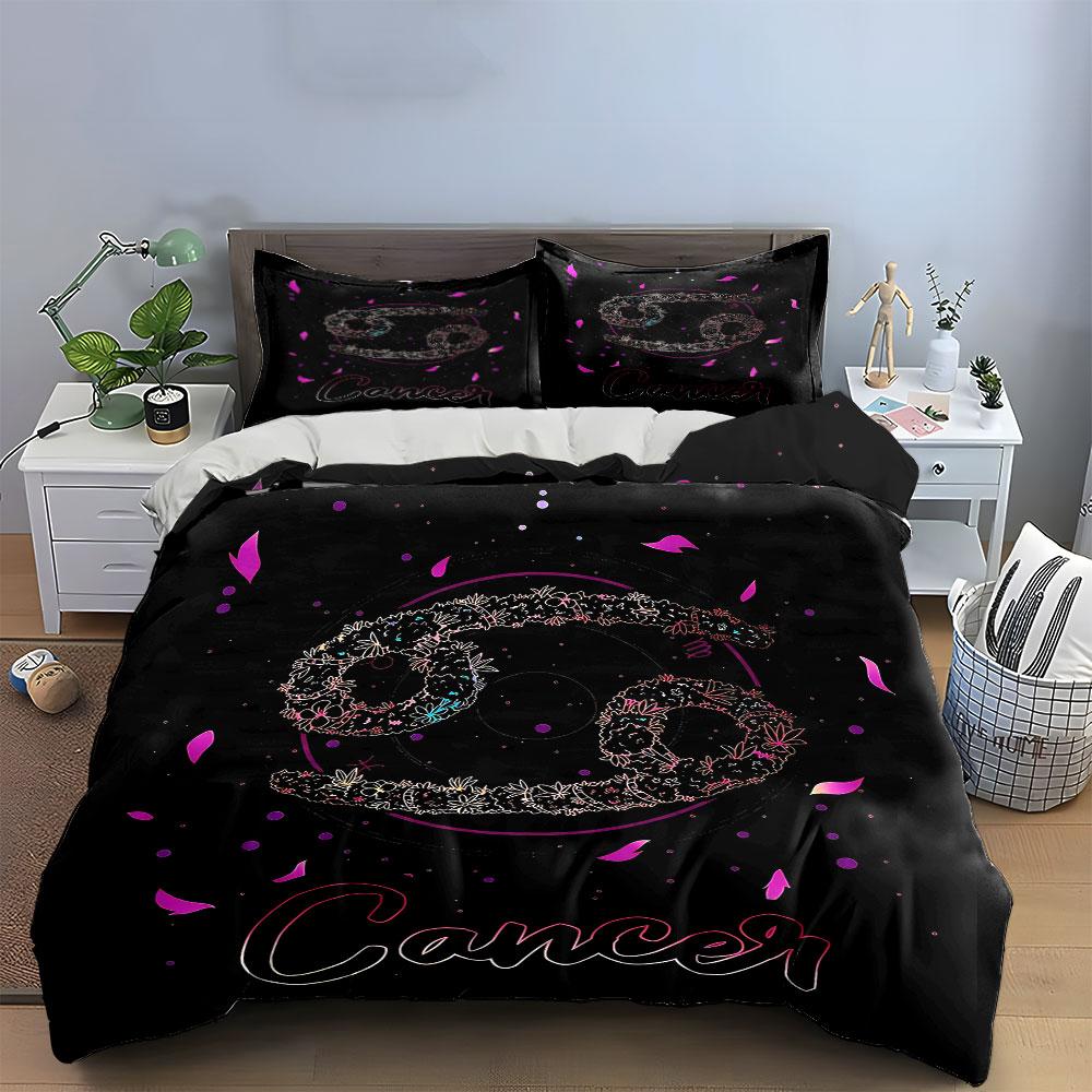 "Zodiac Cancer Bedding Set" Bedding Duvet Cover Set Duvet Cover Pillowcases (1 * Duvet Cover 2 * Pillowcases, without duvet insert)