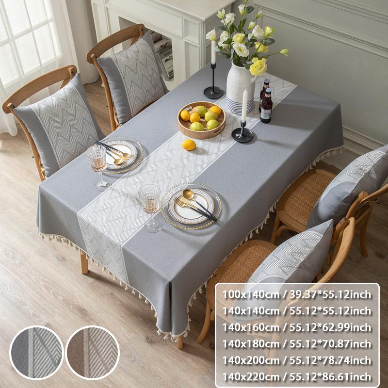 Жаккардовая крышка стола с кисточками и волнами для обеденной вечеринки, рождественская скатерть