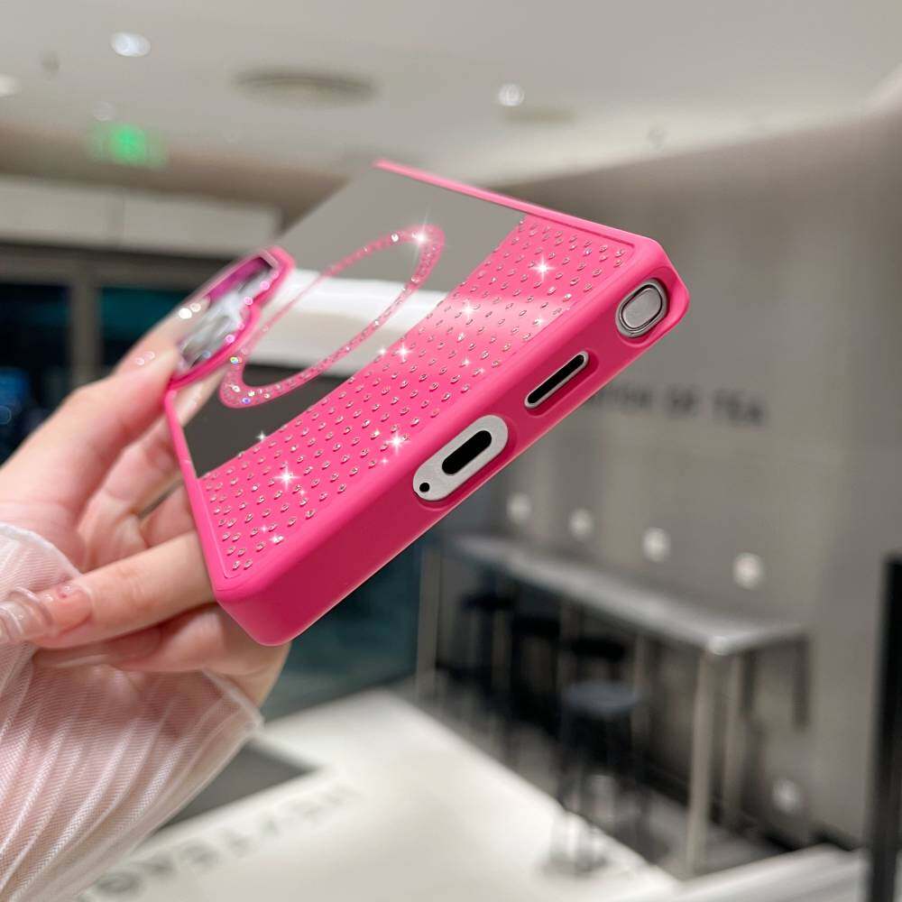 Зеркальный чехол для Samsung Galaxy A25 5G/ A35/ A55/A32/A26/A36/A56 MagSafe Magnetic Wireless Charger Fashion Makeup Candy Color Glitter Phone Cover
