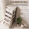 Bedroom Dresser With 5 Fabric Drawers Steel Frame Chest Of Drawers For Living Room Office Wardrobe Beige