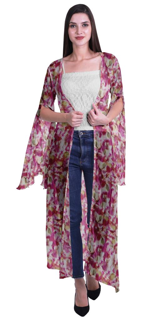 Moomaya Пляжная накидка с открытым передом из принтованного жоржета и разрезами на рукавах