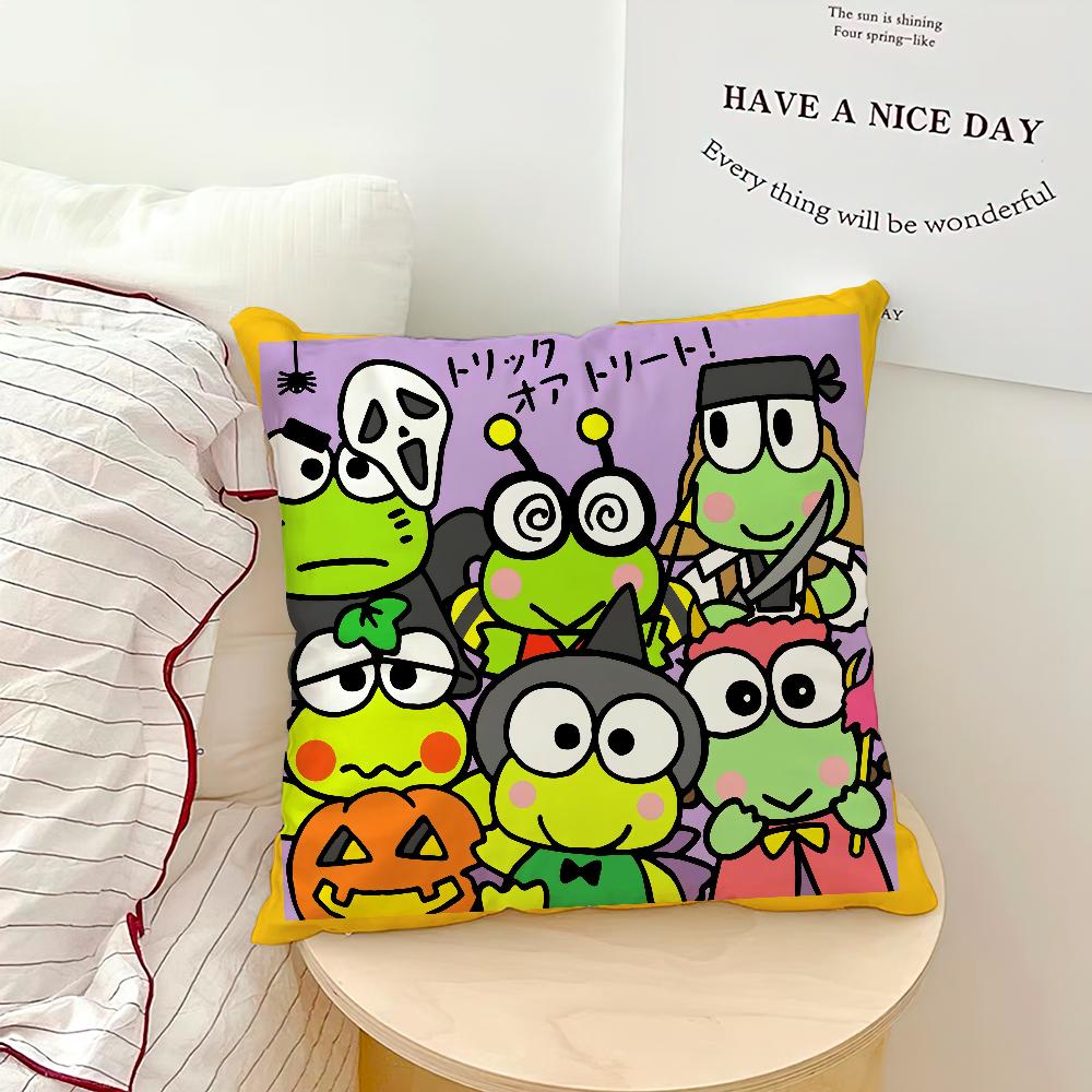 Sanrio Cartoon Big Eyed Frog Pillowcase Decoration Home Doublesided Printed Square Pillow Living Room Decoration Pillowcase Gif