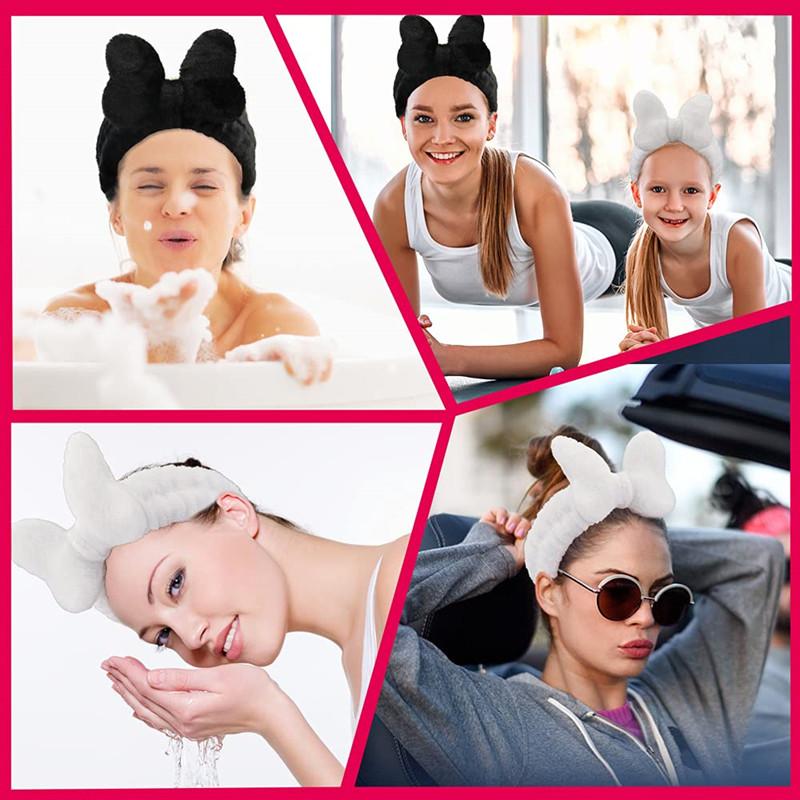 Butterfly Hair Bands for Women Solid Coral Fleece Elastic Bow Headband Soft Wash Face Head Band Cute Girls Accessories Headwrap