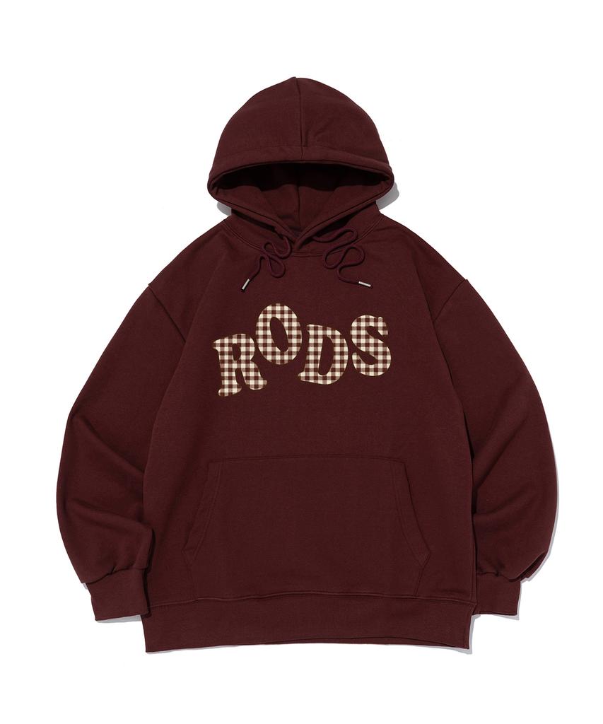 Толстовка с капюшоном в клетку с большим логотипом Rods (Вино)