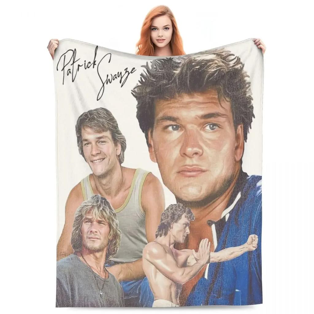 Плед Crazy For Swayze Патрик Суэйзи Ретро Стиль Микрофлис Плед Четыре Размера Мультяшный Портативный Антипиллинг Плед