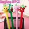 20pcs Cartoon Assorted Fruit-Themed Water Based Pens 0.5mm Black Gel Ink Strawberry Pineapple Juicy Peach Shape Ideal Gift Office Use Back School