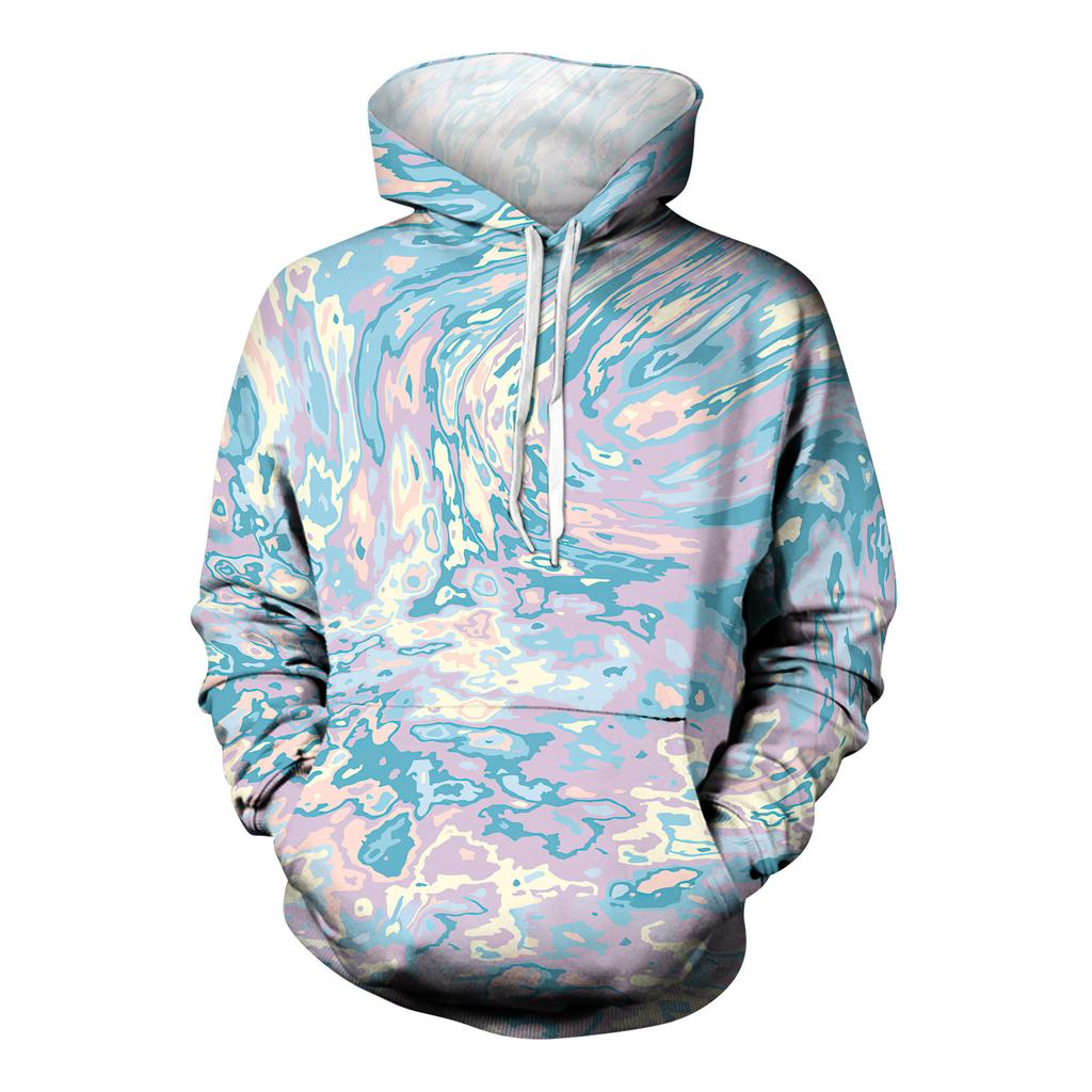 Модный свободный мужской и женский свитер с капюшоном с длинным рукавом и принтом