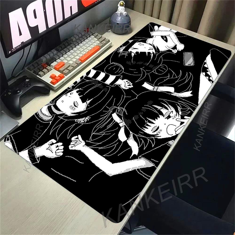 Cartoon Black And White Extended Desk Mat Laptop Japan Cool Anime Girl Mouse Pad Rubber Keyboard Rug PC Gamer Cabinet Mousepad
