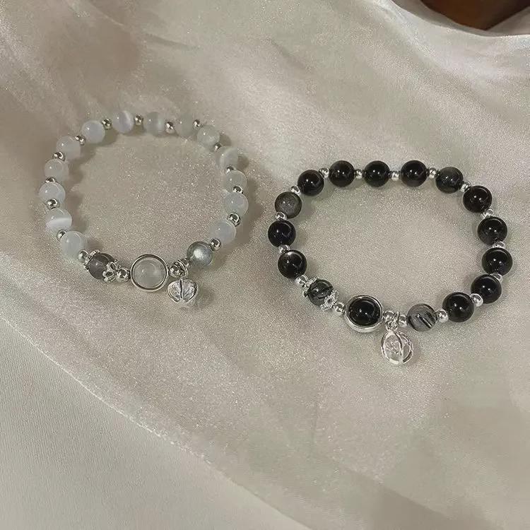 Браслет из белого лунного обсидиана для девочек - модный подарок для подруг