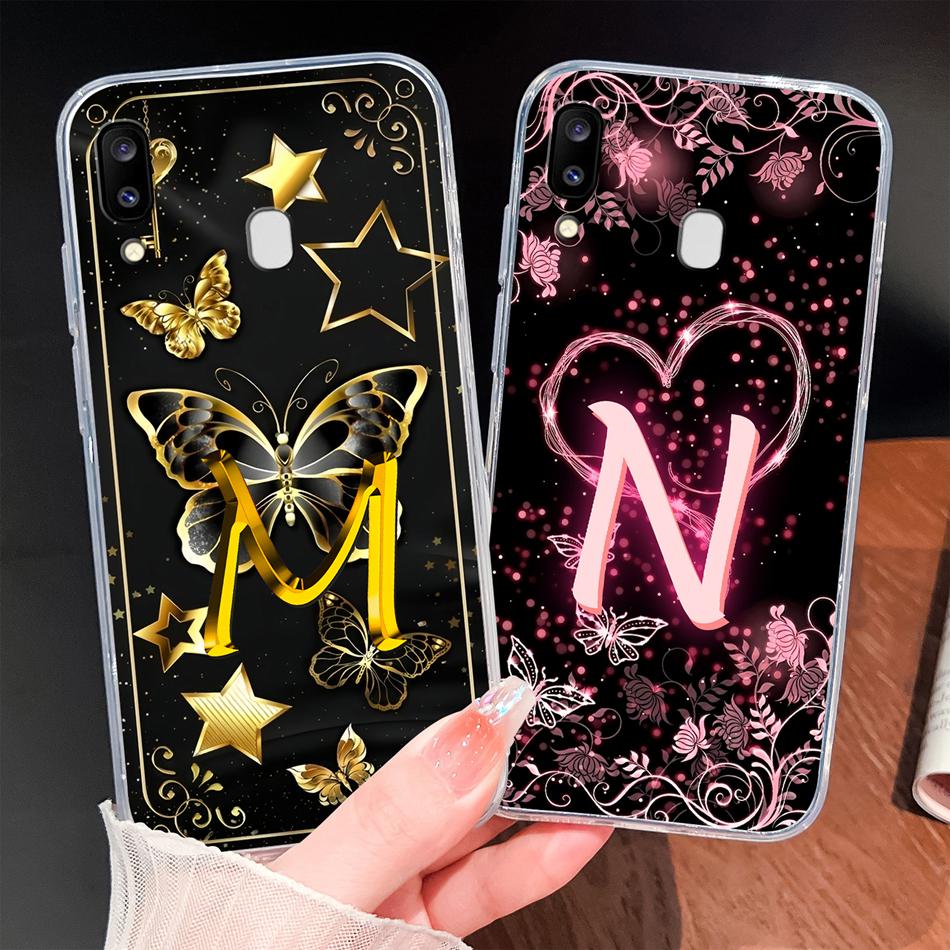 For Samsung Galaxy A20 A20S A21 A30 A30S Phone Case Butterfly Letters Soft TPU Clear Silicone Shell For Galaxy A 20 A 30 Housing