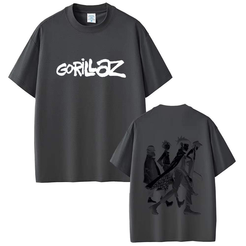 Ограниченный выпуск Футболка с принтом рок-группы Gorillaz Мужская Женская Повседневная Свободная с круглым вырезом Футболки Мужская Мода Хлопковые Футболки Высокого Качества