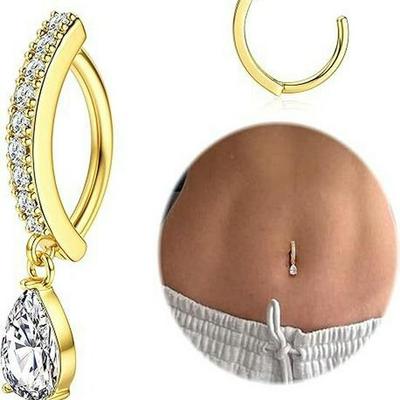 Горячая Распродажа Любовь Капля Воды Циркон Кольцо для Пирсинга Пупка - Медь Изогнутое Украшение для Пирсинга