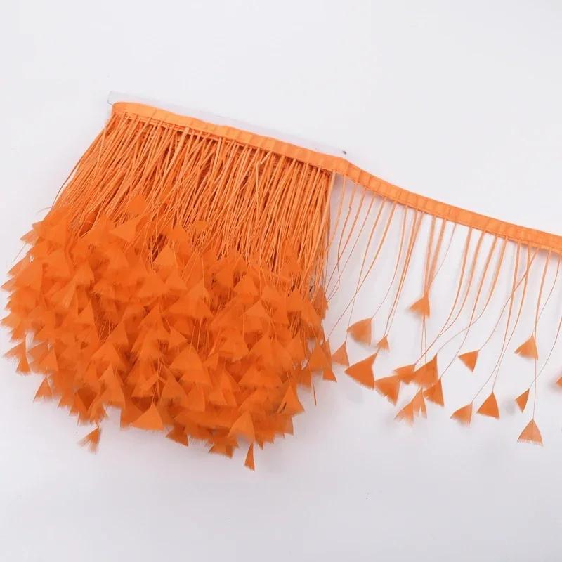 2Meters Colored Turkey Feathers On Tape Tassel Fringe Trim Decoration White Black Ribbon Sewing Dress Flecos Handicrafts Decor
