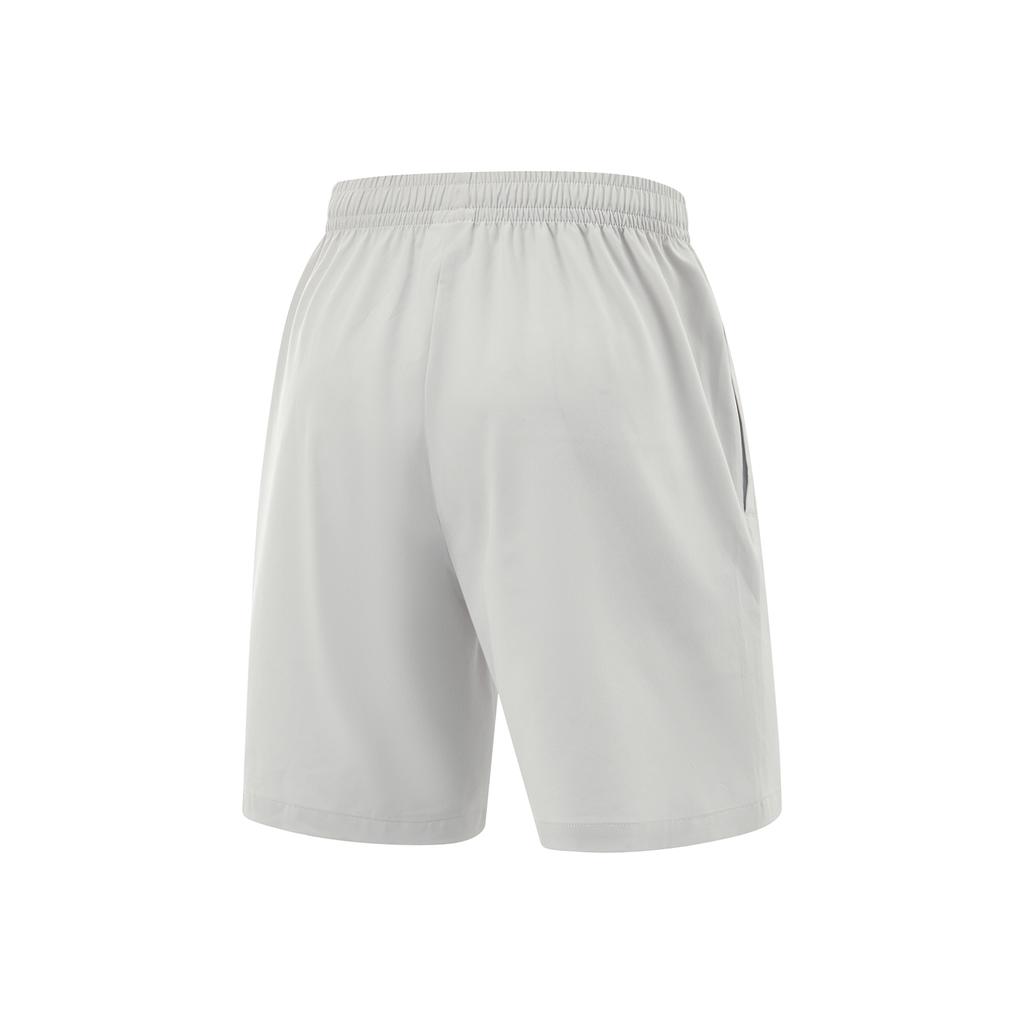 Li Ning Fitness Series Solid Color Mid Waist Drawstring Quick Dry Straight Leg Sports Shorts Men Shorts Light-Gray AKSV111-10