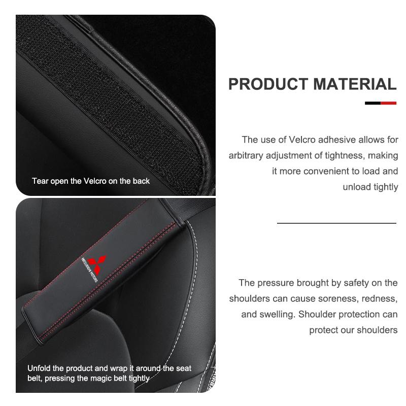 Car Seat Belt Cover Shoulder Strap Protector Pad Accessories For Mitsubishi Outlander Lancer L200 ASX Pajero Grandis Eclipse