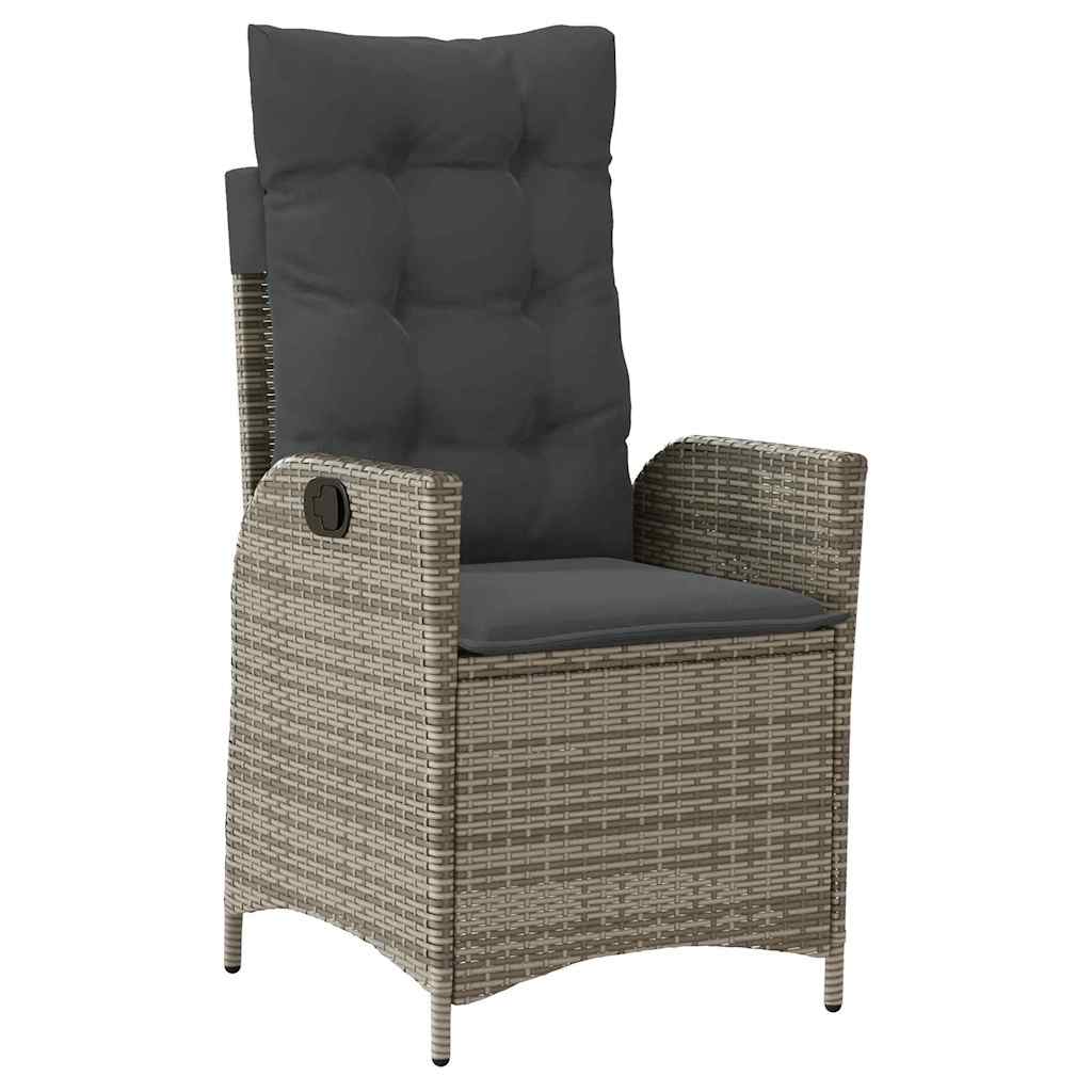Garden Dining Set with Cushions 9 pcs Grey Poly Rattan